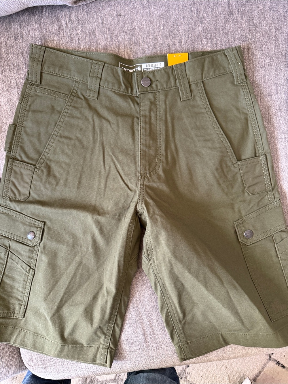 Carhartt Olive Green Men's Cargo Shorts - Relaxed Fit